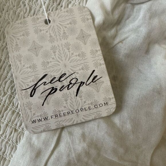 Free People Dress S Ivory Combo Eyelet Mini NWT $128 Boho Summer Cotton - Picture 7 of 12